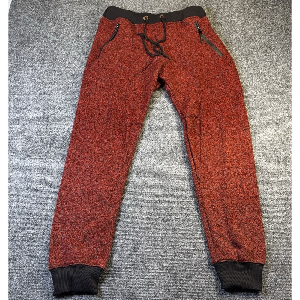 American Stitch Joggers Mens Large Red Black Marl Knit Zip Pockets‎ Streetwear